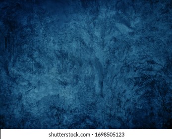 Beautiful Abstract Dark Blue Ocean Concrete Wall Texture Background. Polished Concrete Floor Grunge Surface.