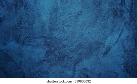 Beautiful Abstract Grunge Decorative Navy Blue Dark Stucco Wall Background. Art Rough Stylized Texture Banner With Space For Text