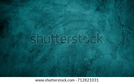 Beautiful Abstract Grunge Decorative Turquoise Dark Wall Background. Art Rough Stylized Texture Web Banner With Space For Text. Textured Background with bright center spotlight