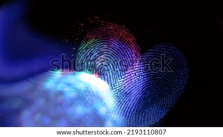 Beautiful abstract multicoloured  fingerprint on background texture for design. Macro photography view.