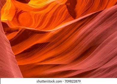 Beautiful abstract red rock formations in Antelope Canyon, Arizona