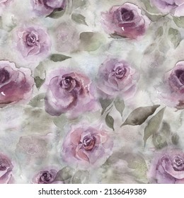 Beautiful abstract roses on colored watercolor background. Seamless floral pattern, border.  Watercolor painting. Hand drawn illustration. Design for fabric, wallpaper, bed linen, greeting card

 - Shutterstock ID 2136649389