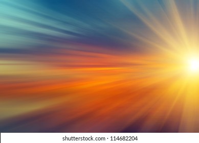Beautiful Abstract Sun With Rays At Sunset