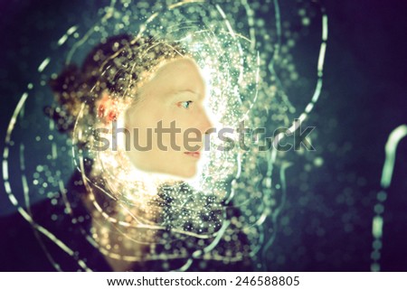 Similar – Abstract portrait of a young woman looking at camera