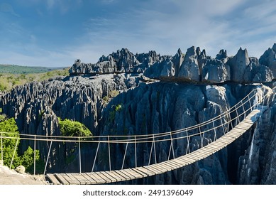 beautiful and adventure Suspension bridge at Tsingy de Bemaraha - Madagascar - Powered by Shutterstock