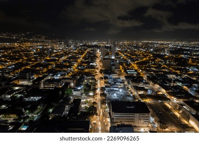 Beautiful aeria view of the city of San Jose Costa Rica at Night, full of lights - Powered by Shutterstock