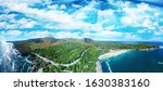 Beautiful aerial panoramic view of Acadia National Park in Maine.