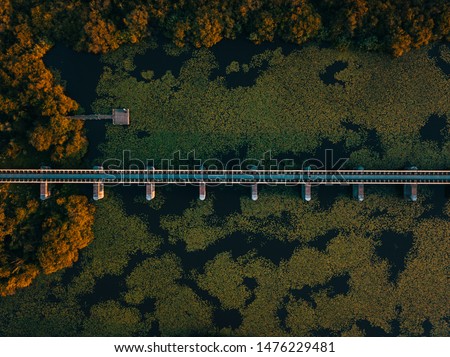 Beautiful aerial photo of the historical Moerputtenbrug in the netherlands