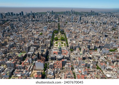 Beautiful aerial view of the Argentina flag waving, the Palace of the Argentine National Congress, in the city of Buenos Aires, Argentina - Powered by Shutterstock