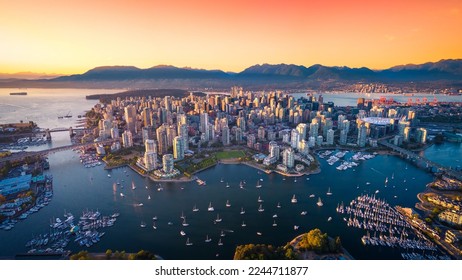 Beautiful aerial view of downtown Vancouver skyline, British Columbia, Canada at sunset - Shutterstock ID 2244711877