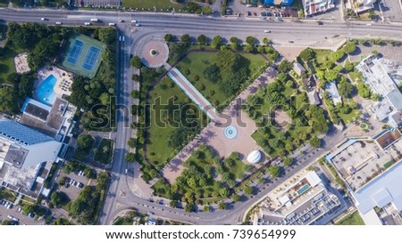 Beautiful aerial view of Emancipation Park in Jamaica Kingston