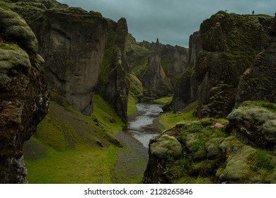 Beautiful aerial view of the Fjadrargljufur Canyon in Iceland on summer	 - Powered by Shutterstock