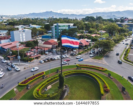  Beautiful aerial view of the Flag roundabout in San Pedro Costa Rica
