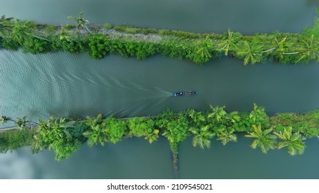 beautiful aerial view of kerala river, gods own country