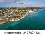 Beautiful aerial view of Key West, its magnificent beach and town in Florida USA