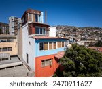 Beautiful aerial view to La Sebastiana museum (Pablo Neruda