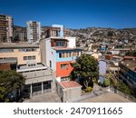 Beautiful aerial view to La Sebastiana museum (Pablo Neruda