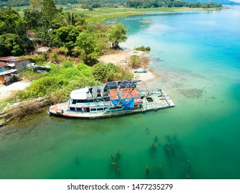 The Beautiful Aerial View Of Lake Toba. A Very Famous Tourism Spot, Lake Toba Was Formed By Super Volcano Eruption Thousands Of Years Ago.