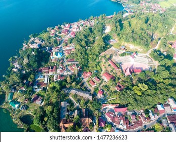 The Beautiful Aerial View Of Lake Toba. A Very Famous Tourism Spot, Lake Toba Was Formed By Super Volcano Eruption Thousands Of Years Ago.