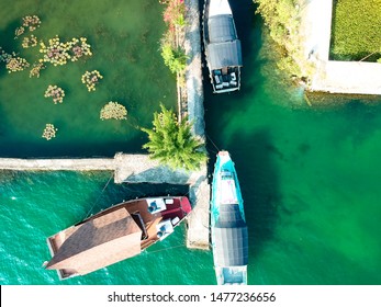 The Beautiful Aerial View Of Lake Toba. A Very Famous Tourism Spot, Lake Toba Was Formed By Super Volcano Eruption Thousands Of Years Ago.