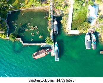 The Beautiful Aerial View Of Lake Toba. A Very Famous Tourism Spot, Lake Toba Was Formed By Super Volcano Eruption Thousands Of Years Ago.