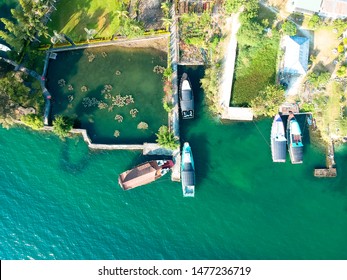 The Beautiful Aerial View Of Lake Toba. A Very Famous Tourism Spot, Lake Toba Was Formed By Super Volcano Eruption Thousands Of Years Ago.