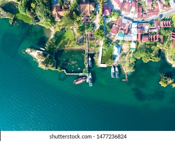 The Beautiful Aerial View Of Lake Toba. A Very Famous Tourism Spot, Lake Toba Was Formed By Super Volcano Eruption Thousands Of Years Ago.