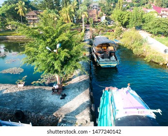 The Beautiful Aerial View Of Lake Toba. A Very Famous Tourism Spot, Lake Toba Was Formed By Super Volcano Eruption Thousands Of Years Ago.