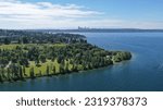 Beautiful aerial view of Lake Washington Seattle Washington near to Mercer Island