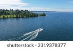 Beautiful aerial view of Lake Washington Seattle Washington near to Mercer Island