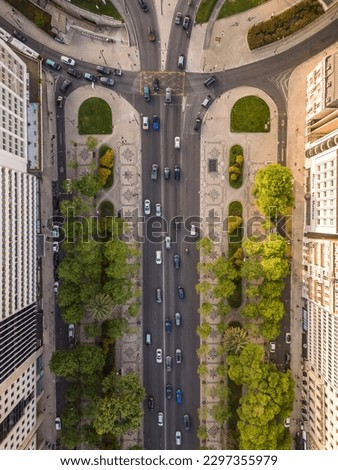 Beautiful aerial view to Liberdade Avenue and city buildings
