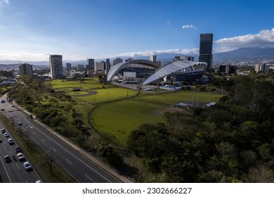 Beautiful aerial view of the Metropolitan Central Park La Sabana in Costa Rica, with side view of the national stadium	 - Shutterstock ID 2302666227