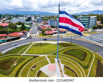 Beautiful aerial view of the new Flag roundabout in Costa Rica, Rotonda de la bandera, un San José - Powered by Shutterstock