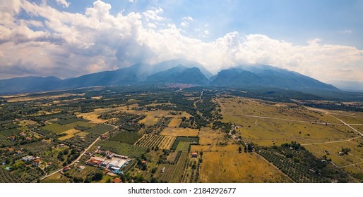beautiful aerial view of Olympus from Leptokaria, Greece. High quality photo