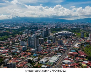 Beautiful aerial view os the city of San Jose Costa Rica, and its main park The Sabana