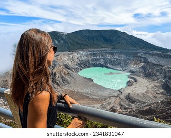 Beautiful aerial view of the Poas Volcano crater and lagoon in the National Park in Costa Rica - Shutterstock ID 2341831047