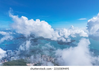 Beautiful Aerial View Of The Pok Fu Lam And Lamma Island, South Of Hong Kong, Daytime Summer