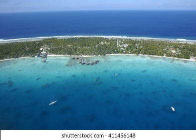 Beautiful Aerial View Rangiroa Atoll In South Pacific Ocean