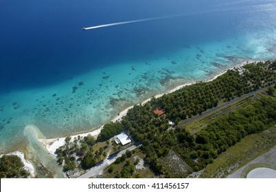 Beautiful Aerial View Rangiroa Atoll In South Pacific Ocean