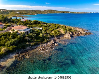 Beautiful Aerial View Of A Villa On The Sea Of The Emerald Coast, Sardinia