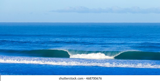 A Beautiful A-frame Wave Without Anybody Surfing It, Just North Of Raglan, New Zealand.