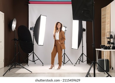 Beautiful African American Model Posing In Studio. Professional Photo Session