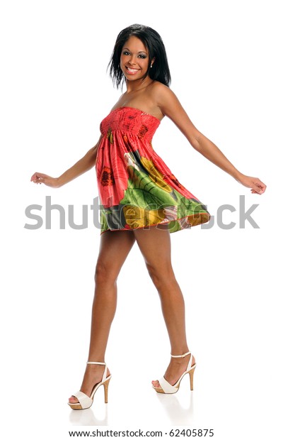 Beautiful African American Woman Colorful Dress Stock Photo 62405875 ...