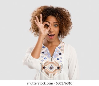 Beautiful African American Woman Making A Silly Face