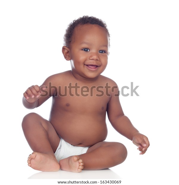 白い背景に美しいアフリカの赤ちゃんオムツ の写真素材 今すぐ編集