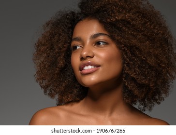 Beautiful African Black Skin Woman Happy Smile Face Portrait