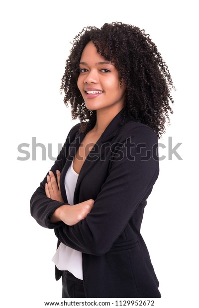 Beautiful African Business Woman Posing Isolated Stock Photo 1129952672 ...