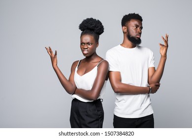 Beautiful African Couple Looking At The Camera With Unhappy Offended Expression, Not Speaking To Each Other