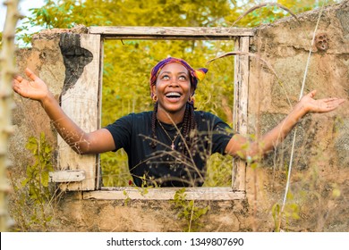 beautiful african girl expressing her joy and excitement