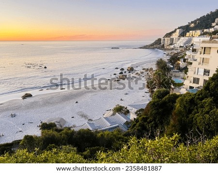 Beautiful African sunset overlooking the beaches in Clifton, Cape Town, South Africa. 